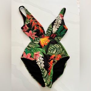 Zara Swim Tropical One Piece Bathing Suit